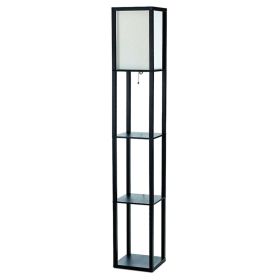 Floor Lamp Etagere Organizer Storage Shelf with Linen Shade (theme: none)