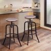 Adjustable Height Swivel Wood Style Round Bar Stool, Set of 2, Oak