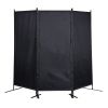 6 Ft Modern Room Divider, 3-Panel Folding Privacy Screen w/ Metal Standing, Portable Wall Partition XH