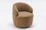 fabric swivel accent armchair barrel chair with black powder coating metal ring