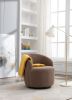 fabric swivel accent armchair barrel chair with black powder coating metal ring