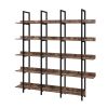 5 Tier Bookcase Home Office Open Bookshelf, Vintage Industrial Style Shelf with Metal Frame, MDF Board