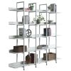 5 Tier Bookcase Home Office Open Bookshelf, Vintage Industrial Style Shelf with Metal Frame, MDF Board