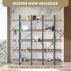 5 Tier Bookcase Home Office Open Bookshelf, Vintage Industrial Style Shelf with Metal Frame, MDF Board