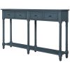 Console Table Sofa Table Easy Assembly with Two Storage Drawers and Bottom Shelf for Living Room, Entryway