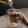 1pc Coffee Mug Double-Layered Transparent Crystal Skull Head Glass Cup For Household Whiskey Wine Vodka Bar Club Beer Wine Glass