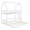 Twin Over Twin-Twin House Bunk Bed with Extending Trundle and Ladder