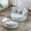 Orisfur. 360¬∞ Swivel Accent Barrel Chair with Storage Ottoman & 4 Pillows, Modern Linen Leisure Chair Round Accent for Living Room