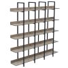 5 Tier Bookcase Home Office Open Bookshelf, Vintage Industrial Style Shelf with Metal Frame, MDF Board