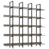 5 Tier Bookcase Home Office Open Bookshelf, Vintage Industrial Style Shelf with Metal Frame, MDF Board