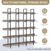 5 Tier Bookcase Home Office Open Bookshelf, Vintage Industrial Style Shelf with Metal Frame, MDF Board