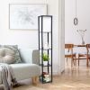 Floor Lamp Etagere Organizer Storage Shelf with Linen Shade