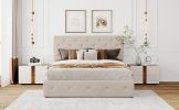 Queen size Upholstered Platform bed with a Hydraulic Storage System