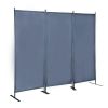 6 Ft Modern Room Divider, 3-Panel Folding Privacy Screen w/ Metal Standing, Portable Wall Partition XH