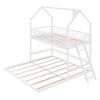 Twin Over Twin-Twin House Bunk Bed with Extending Trundle and Ladder