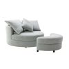 Orisfur. 360¬∞ Swivel Accent Barrel Chair with Storage Ottoman & 4 Pillows, Modern Linen Leisure Chair Round Accent for Living Room