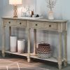 Console Table Sofa Table Easy Assembly with Two Storage Drawers and Bottom Shelf for Living Room, Entryway