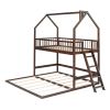 Twin Over Twin-Twin House Bunk Bed with Extending Trundle and Ladder