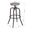 Adjustable Height Swivel Wood Style Round Bar Stool, Set of 2, Oak