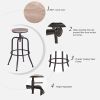 Adjustable Height Swivel Wood Style Round Bar Stool, Set of 2, Oak