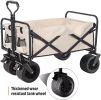 Folding Wagon Carts Collapsible Beach Wagon with Big Wheels for Sand 330lbs Capacity