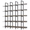 5 Tier Bookcase Home Office Open Bookshelf, Vintage Industrial Style Shelf with Metal Frame, MDF Board