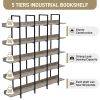 5 Tier Bookcase Home Office Open Bookshelf, Vintage Industrial Style Shelf with Metal Frame, MDF Board