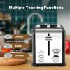 2-Slice Toaster with 1.5 inch Wide Slot, 5 Browning Setting and 3 Function: Bagel, Defrost & Cancel, Retro Stainless-Steel Style, Toast Bread Machine