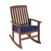 Delahey Outdoor Wood Rocking Chair, Green Cushion