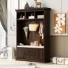 Hall Tree with 3 Hooks , Coat Hanger, Entryway Bench, Storage Bench, 3-in-1 Design, 47.2INCH, for Entrance, Hallway