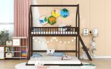 Twin Over Twin-Twin House Bunk Bed with Extending Trundle and Ladder