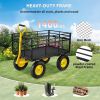 VEVOR Steel Garden Cart; with Removable Mesh Sides to Convert into Flatbed, Utility Metal Wagon