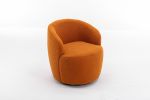 fabric swivel accent armchair barrel chair with black powder coating metal ring