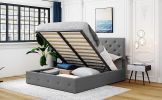 Queen size Upholstered Platform bed with a Hydraulic Storage System