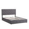 Queen size Upholstered Platform bed with a Hydraulic Storage System