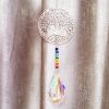 Flower of Life Suncatcher, Silver Hanging Crystal Wind Chimes, Tree of Life Chakra Crystal Glass Angel Sun Catcher with Iris Effect for Home Garden De