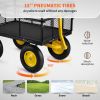 VEVOR Steel Garden Cart; with Removable Mesh Sides to Convert into Flatbed, Utility Metal Wagon