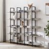 5 Tier Bookcase Home Office Open Bookshelf, Vintage Industrial Style Shelf with Metal Frame, MDF Board